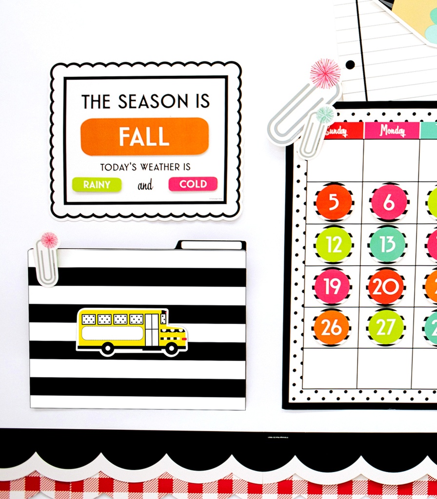 Black, White & Stylish Brights School Bus Cut-Outs