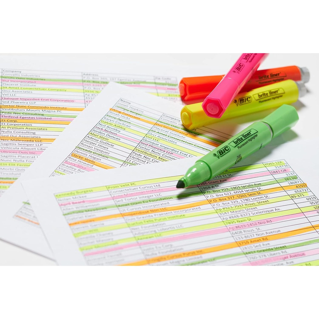 Chisel Tip Assorted Colors Brite Liner® Grip Tank Highlighter Pack of 4