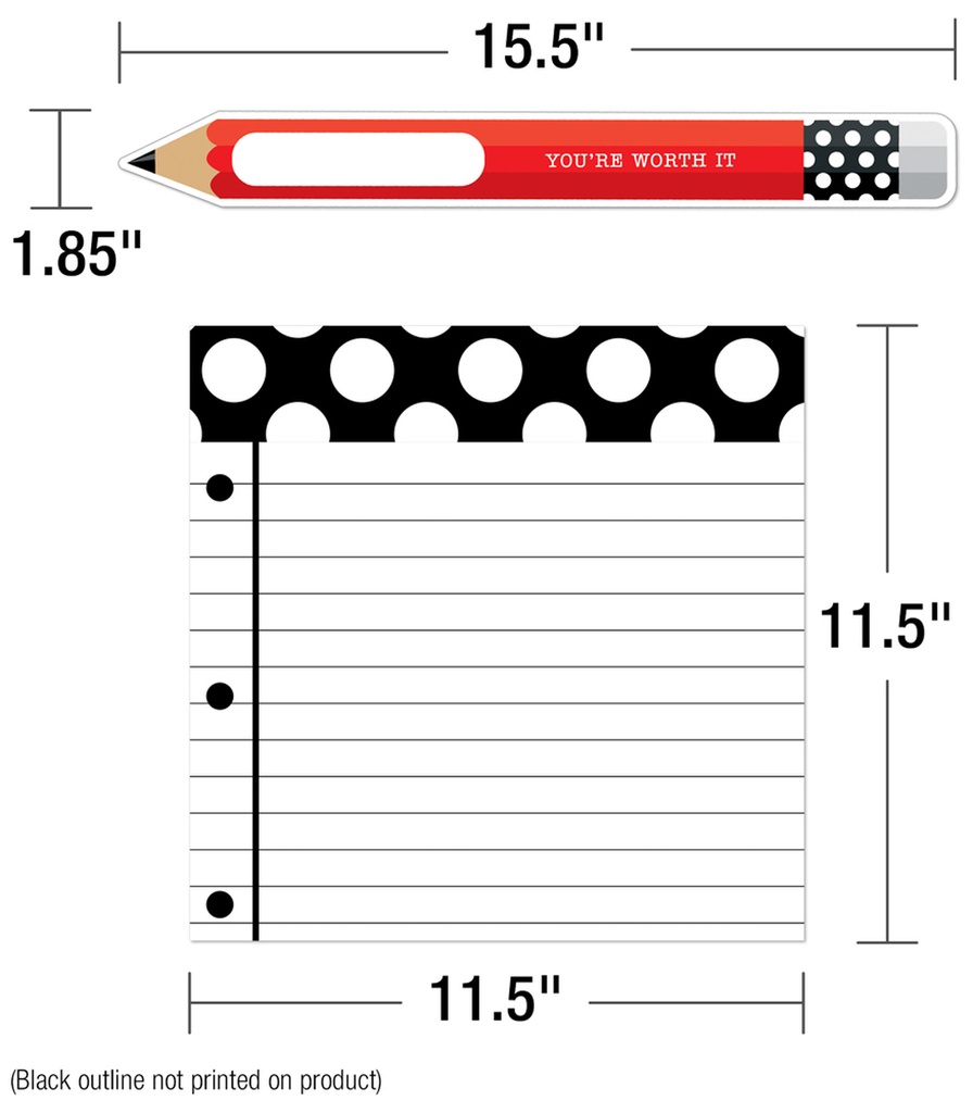 Black, White &amp; Stylish Brights Pencils and Papers Cut-Outs