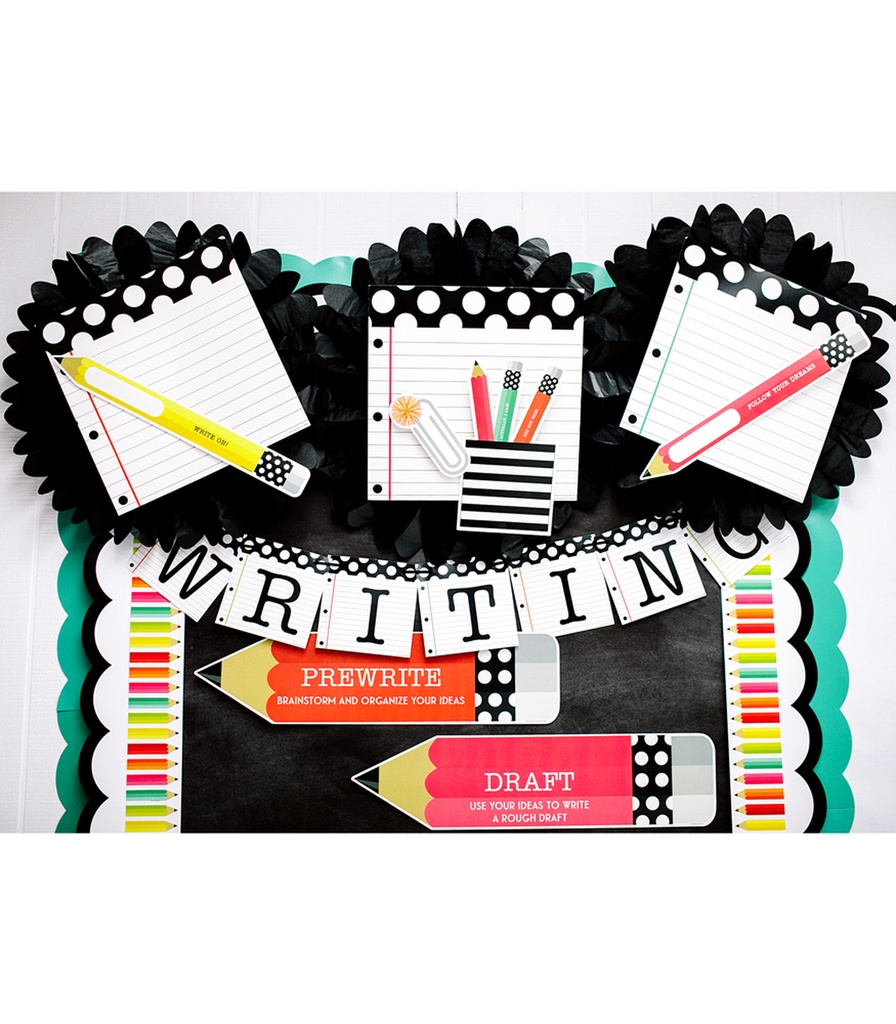 Black, White & Stylish Brights Pencils and Papers Cut-Outs