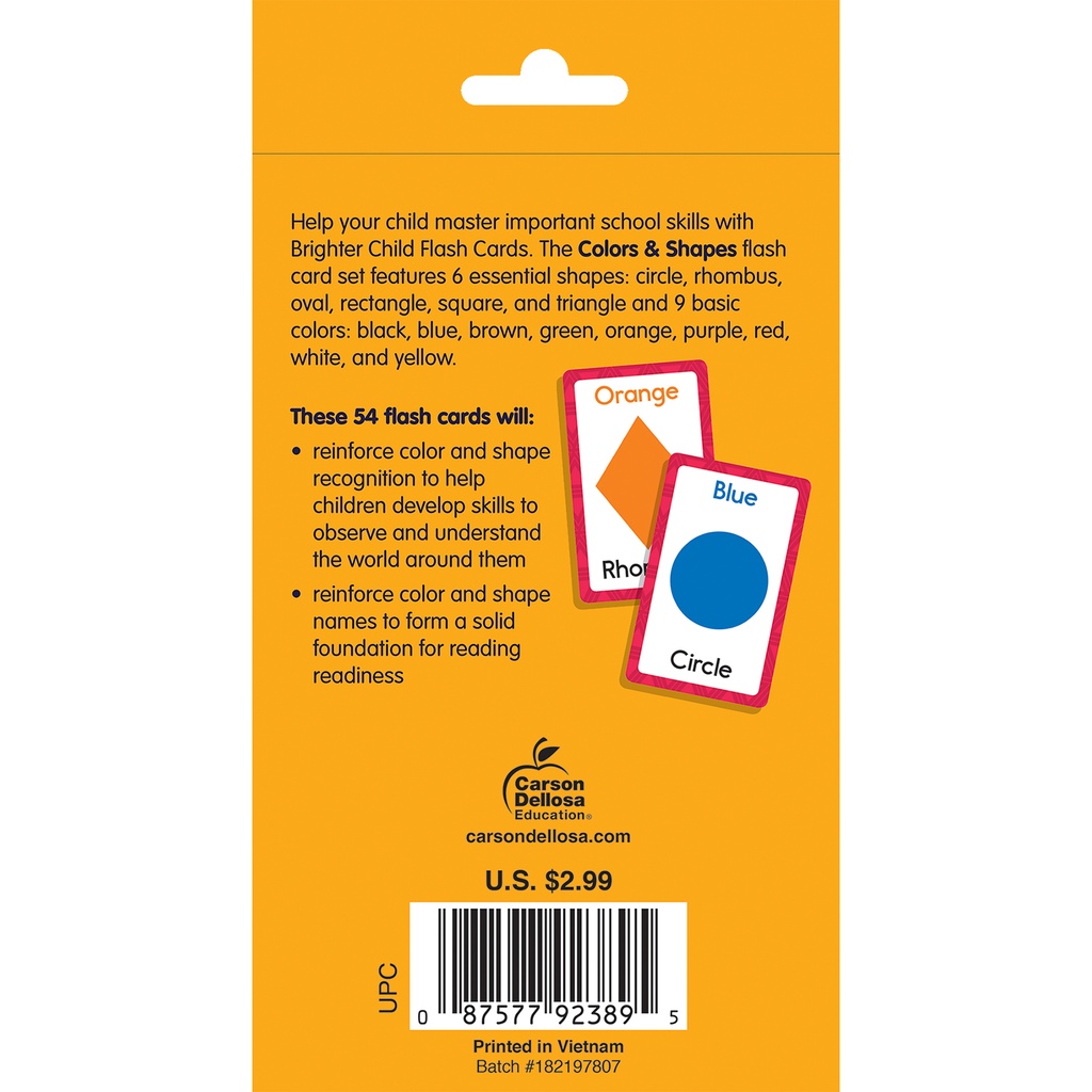 Colors and Shapes Flash Cards 54 Cards