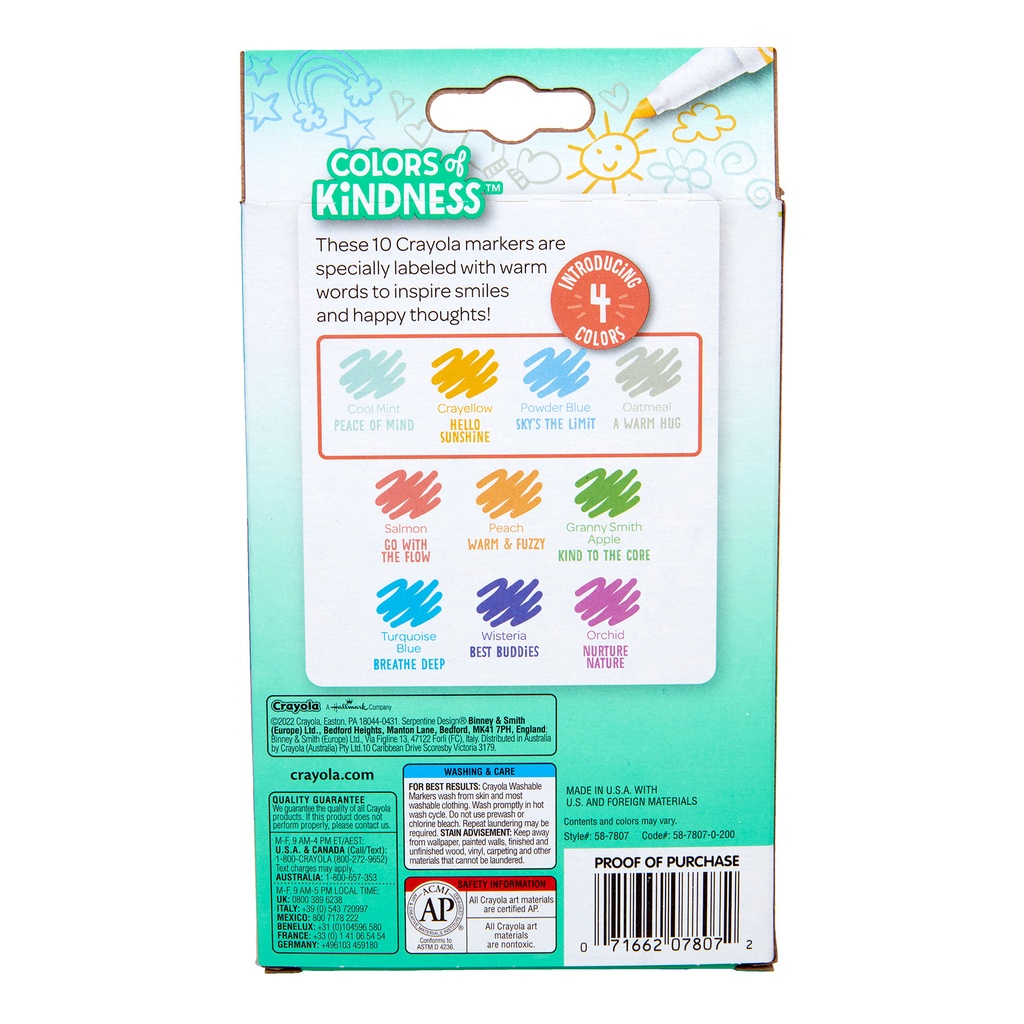 Colors of Kindness Fine Line Washable Markers 10 Count