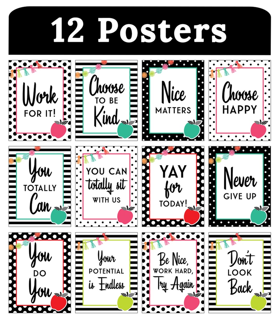 Mini Posters: Black, White & Stylish Brights Poster Set