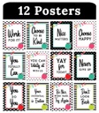 Mini Posters: Black, White & Stylish Brights Poster Set