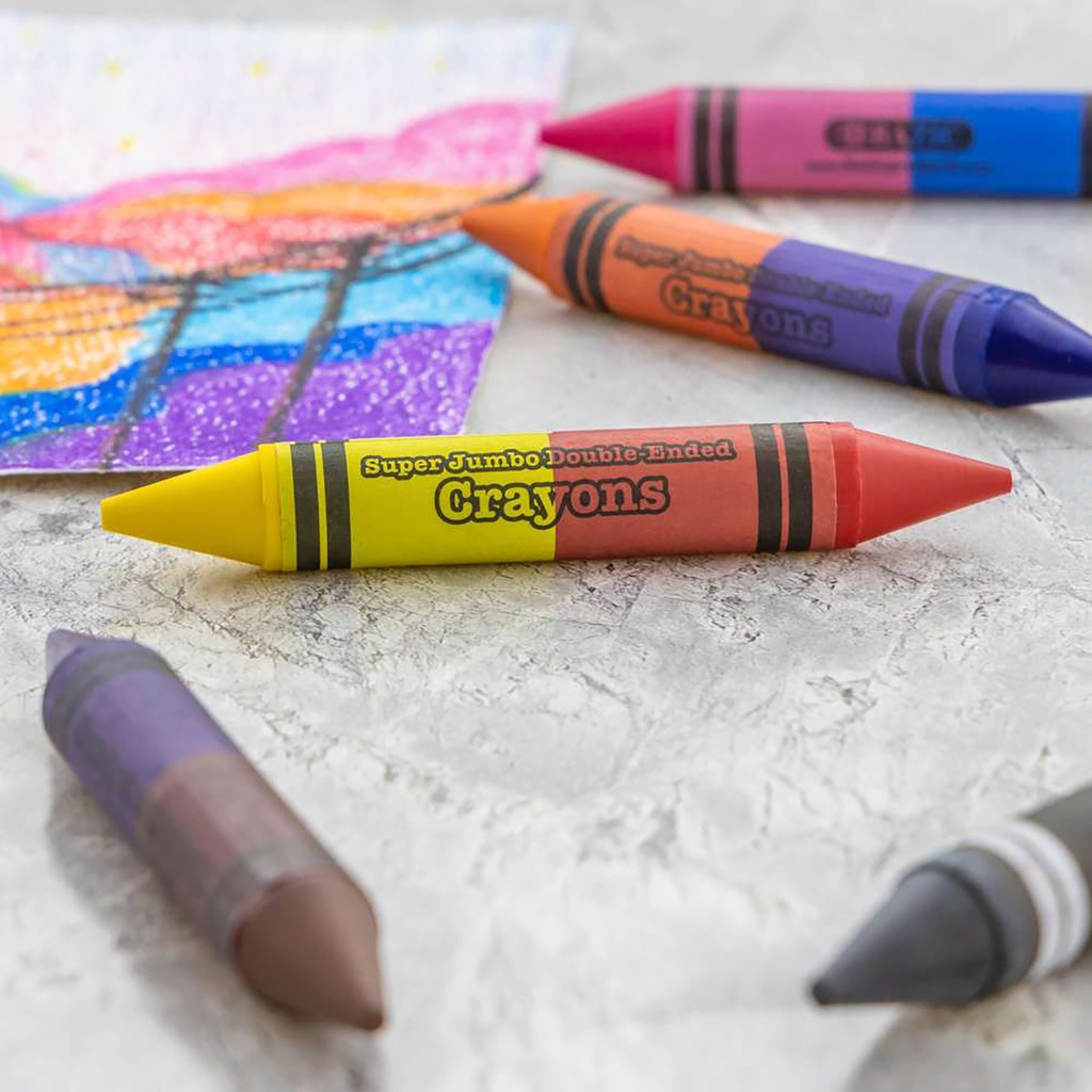 Double-Ended Premium Super Jumbo Crayons 6 Crayons 12 Colors