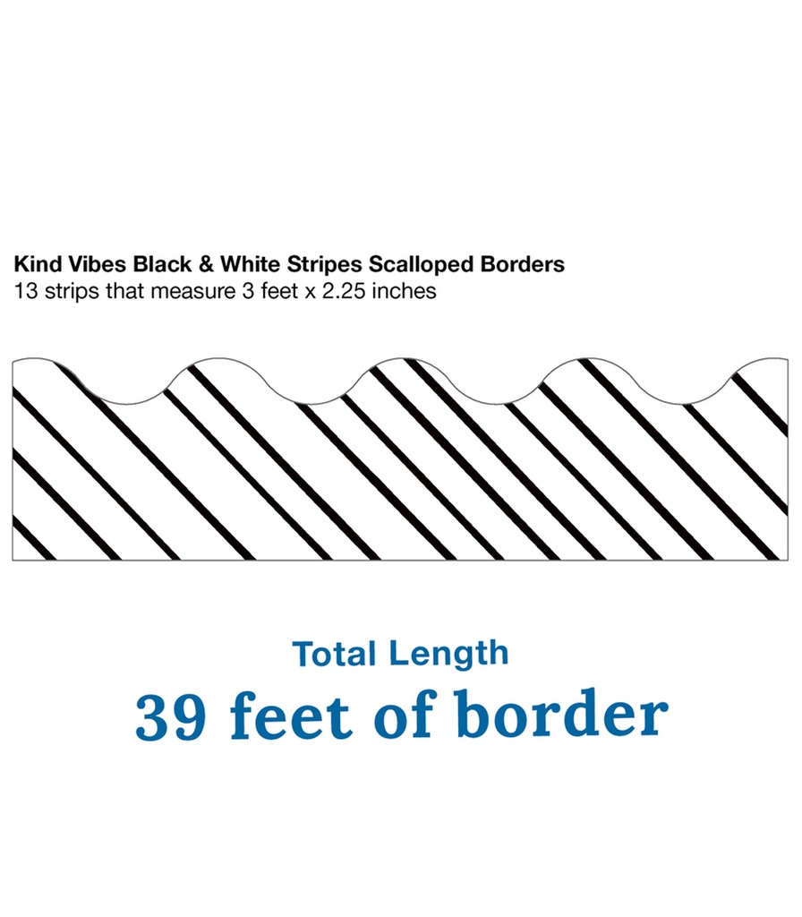 Kind Vibes Black &amp; White Stripes Scalloped Borders