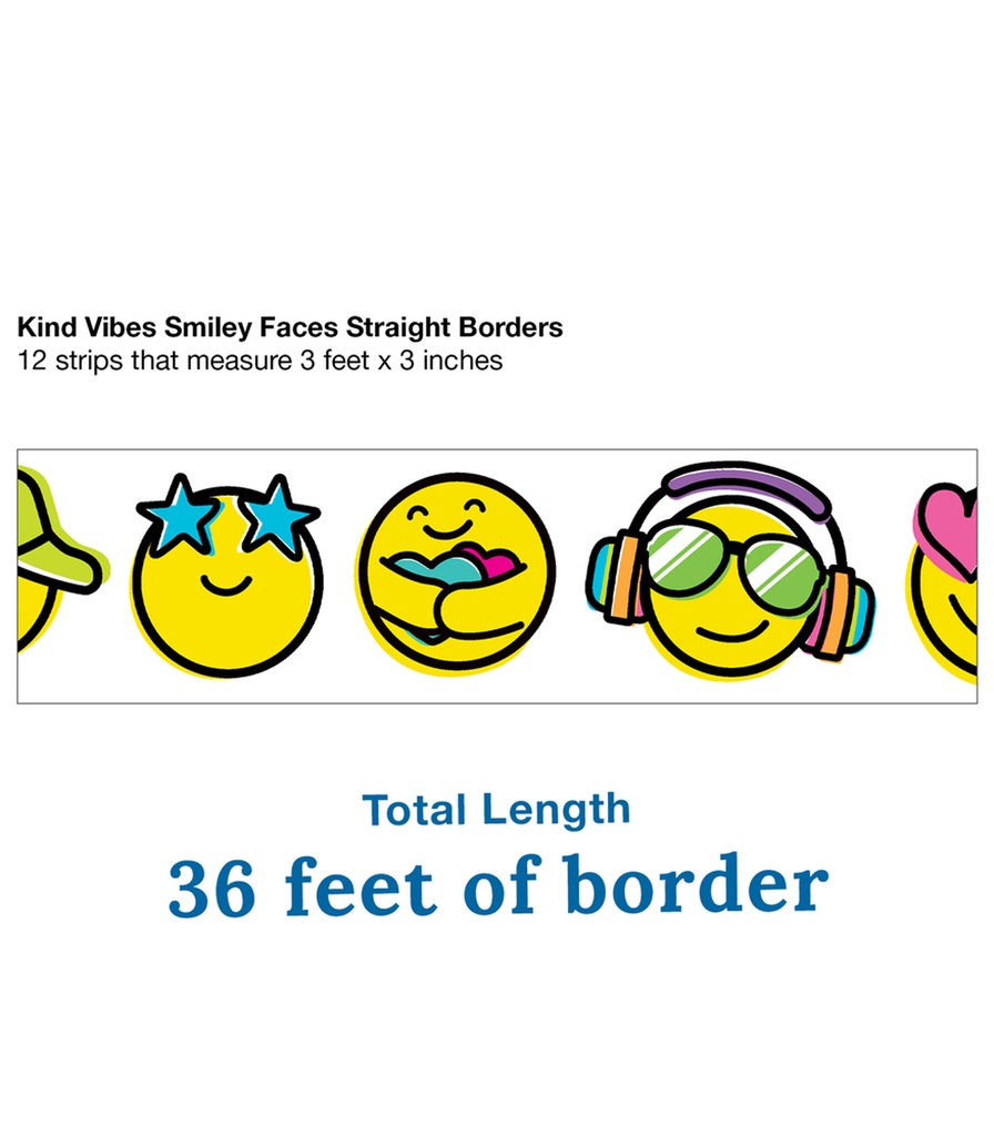Kind Vibes Smiley Faces Straight Borders