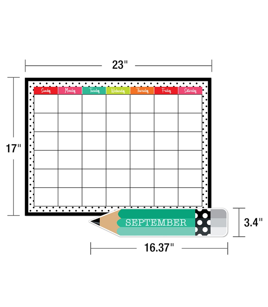 Black, White & Stylish Brights Calendar Bulletin Board Set