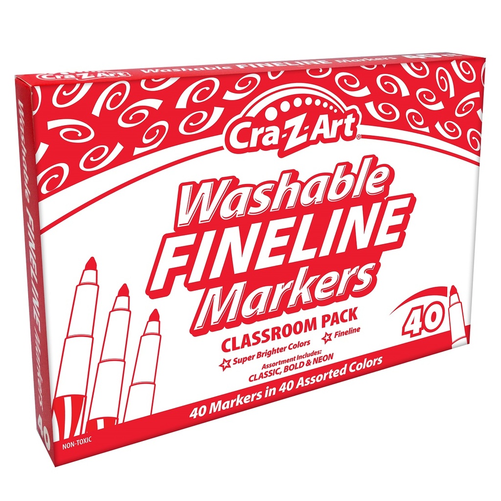 Cra-Z-Art Washable Fineline Markers Bulk Class Pack 40ct Assorted Colors