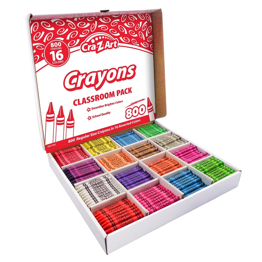 Cra-Z-Art Crayon Bulk Class Pack 800ct 16 Assorted Colors