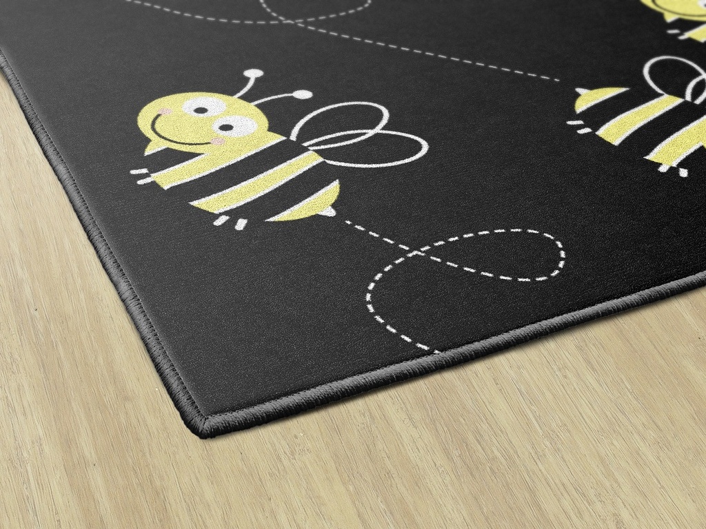 Bees On Black 5' X 7'6" Rectangle Carpet