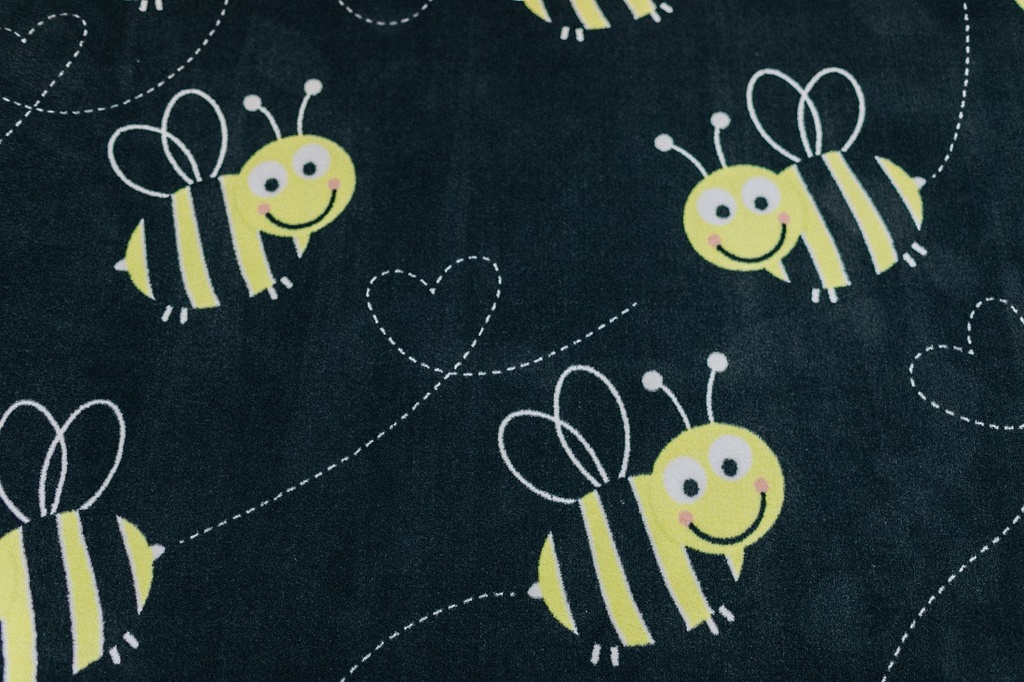 Bees On Black 5' X 7'6" Rectangle Carpet