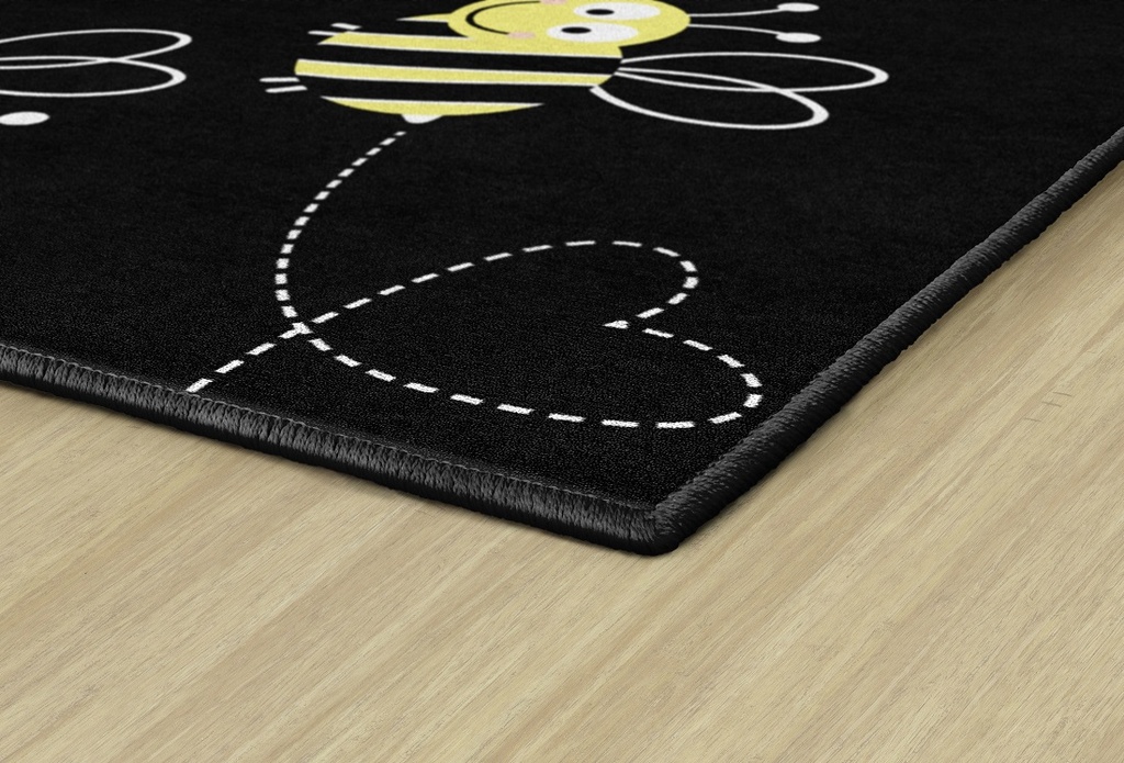 Bees On Black 7'6" X 12' Rectangle Carpet