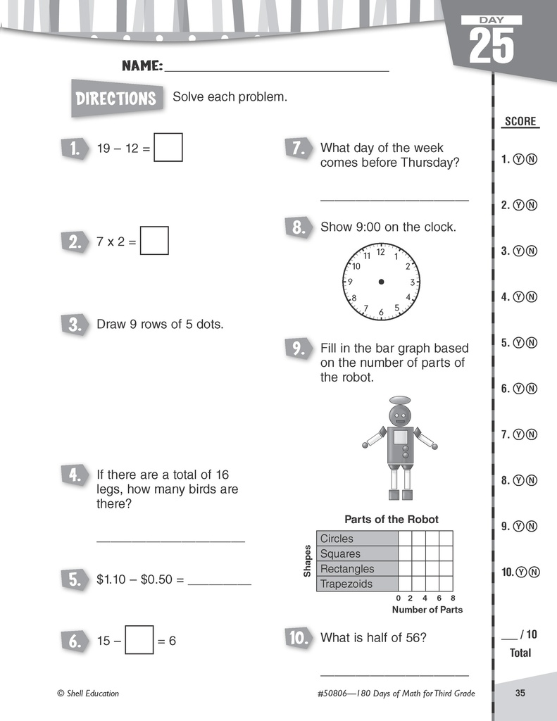 Practice Assess Diagnose 180 Days of Math Gr 3