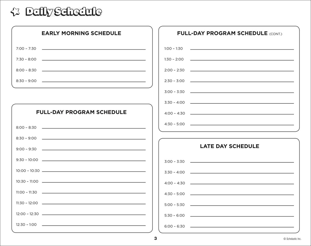 The Daily Plan Book for Preschool