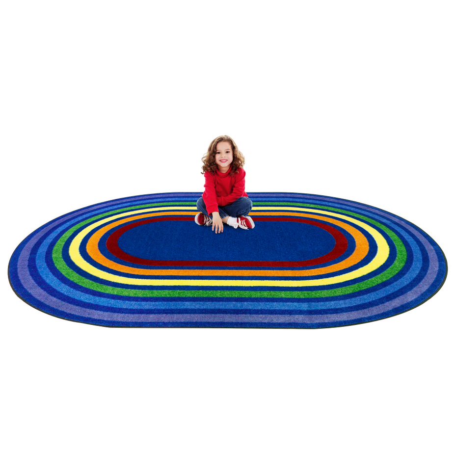 Rainbow Rings 3'10&quot; x 5'4&quot; Oval area rug in color Multi