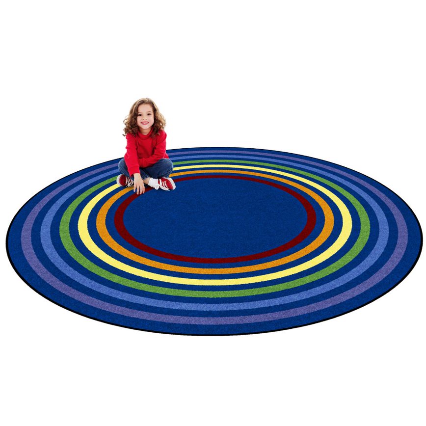 Rainbow Rings 7'7&quot; Round area rug in color Multi