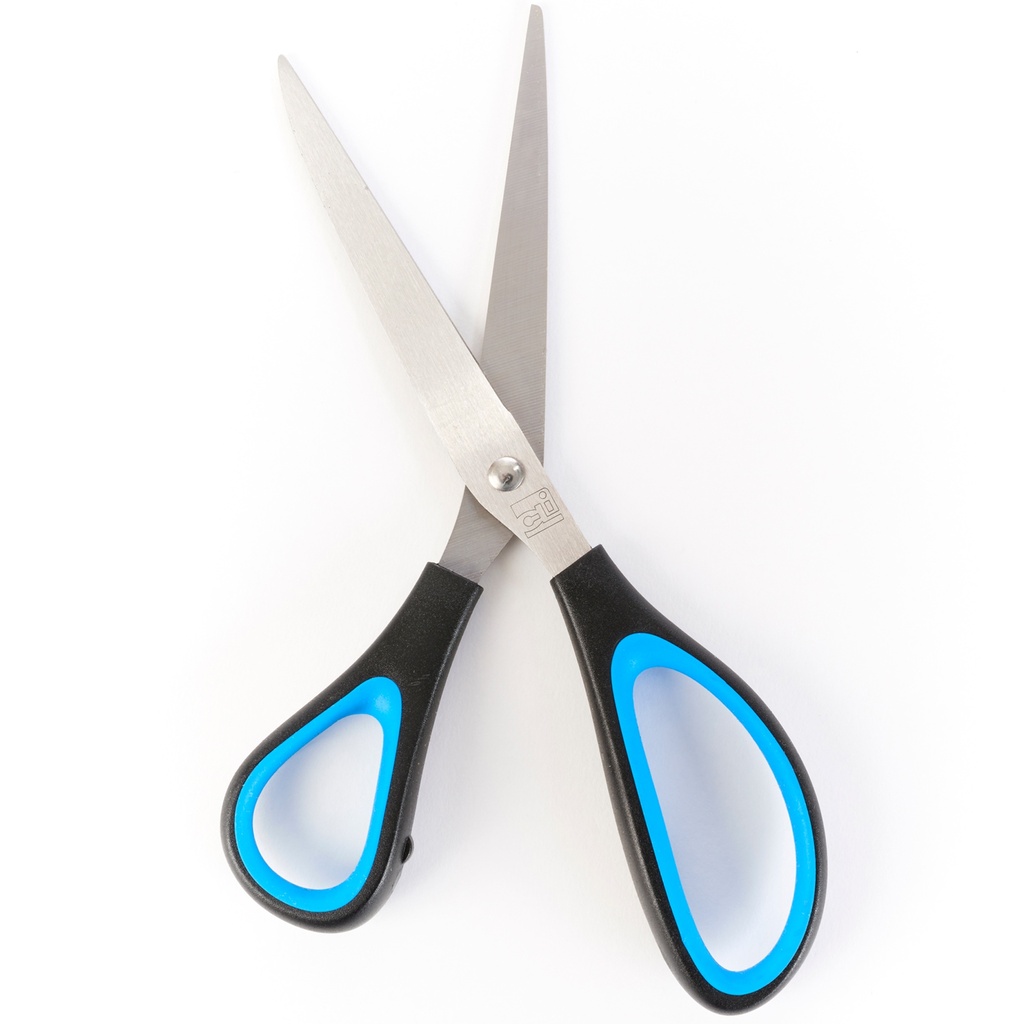 Stainless Steel Scissors with Cushion Grip Handle, 8-1/4" Straight, Blue/Black