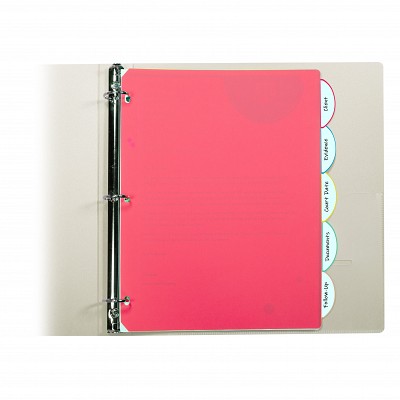 5 Tab Poly Binder Index Dividers in Assorted Colors