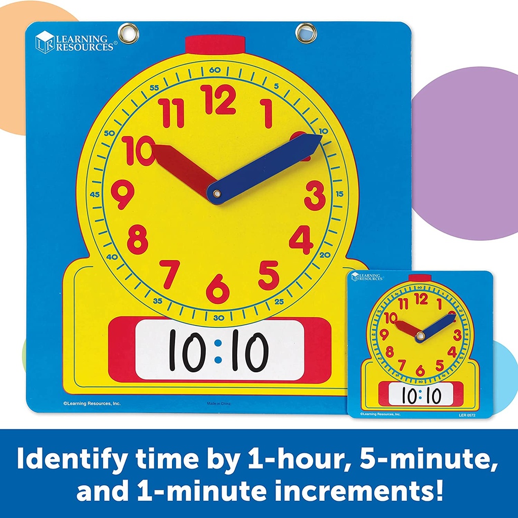 Write & Wipe Clocks Classroom Set, 1 Demonstration Clock, 24 Student Clocks