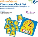 Write &amp; Wipe Clocks Classroom Set, 1 Demonstration Clock, 24 Student Clocks