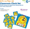 Write & Wipe Clocks Classroom Set, 1 Demonstration Clock, 24 Student Clocks