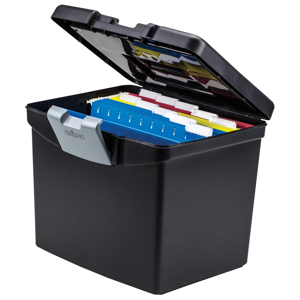 Black Portable File Box with XL Storage Lid