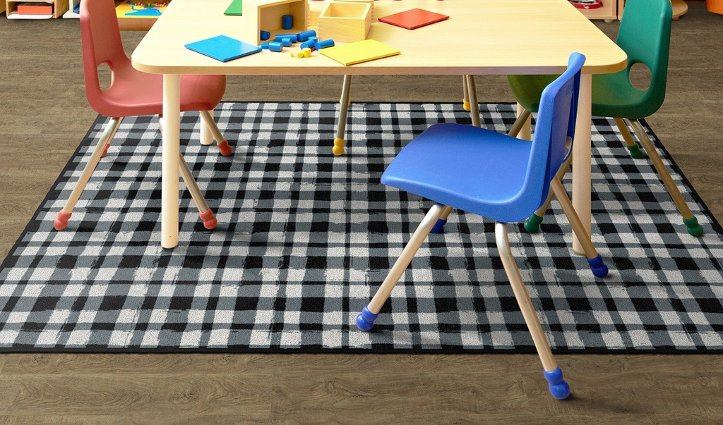 Watercolor Gingham Black 4' X 6' Rectangle