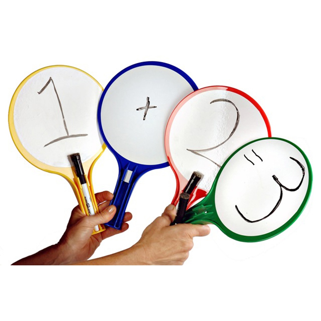 Round Double-Sided Whiteboard Paddles with Markers Pack of 24