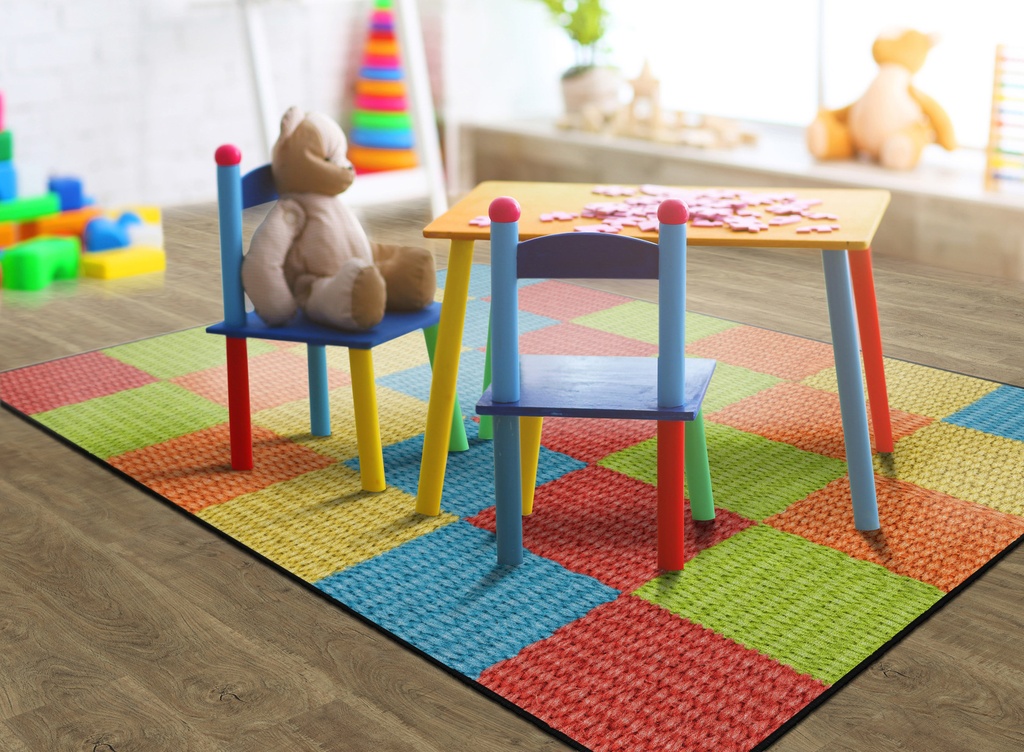 6ft x 8ft 4in Cozy Basketweave Blocks/Multi Carpet