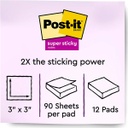 Super Sticky Notes - Summer Joy Collection - 3" x 3" Plain, 12-Pack