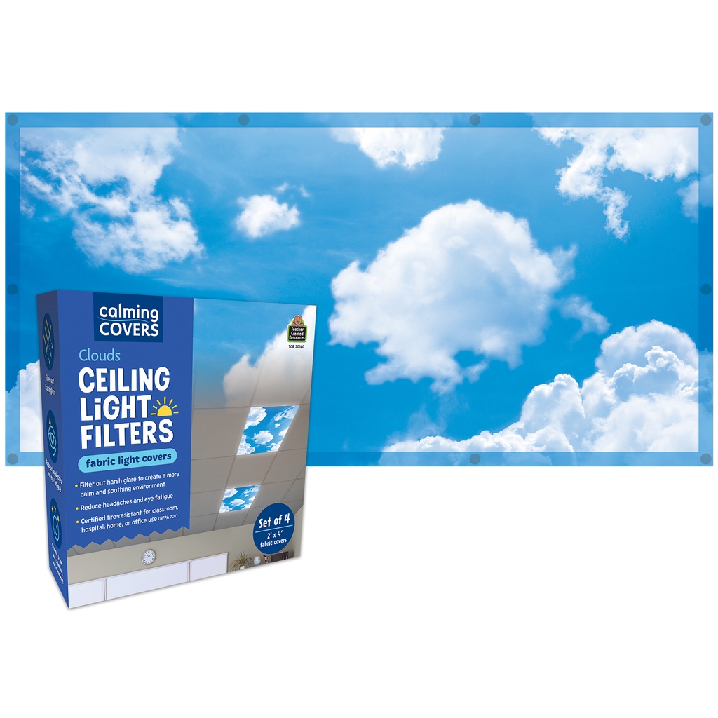 Calming Covers Ceiling Light Filters, 2' x 4', Clouds, Pack of 4_2