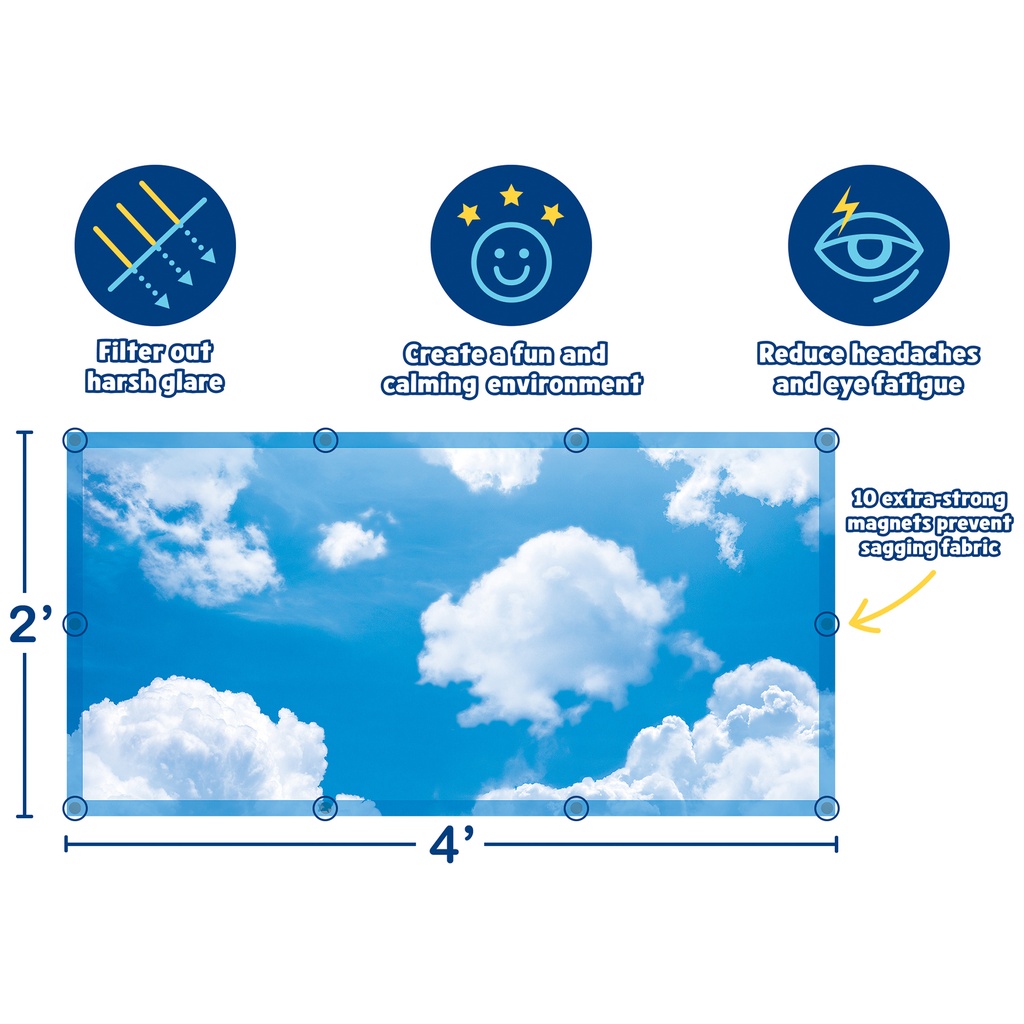 Calming Covers Ceiling Light Filters, 2' x 4', Clouds, Pack of 4_3