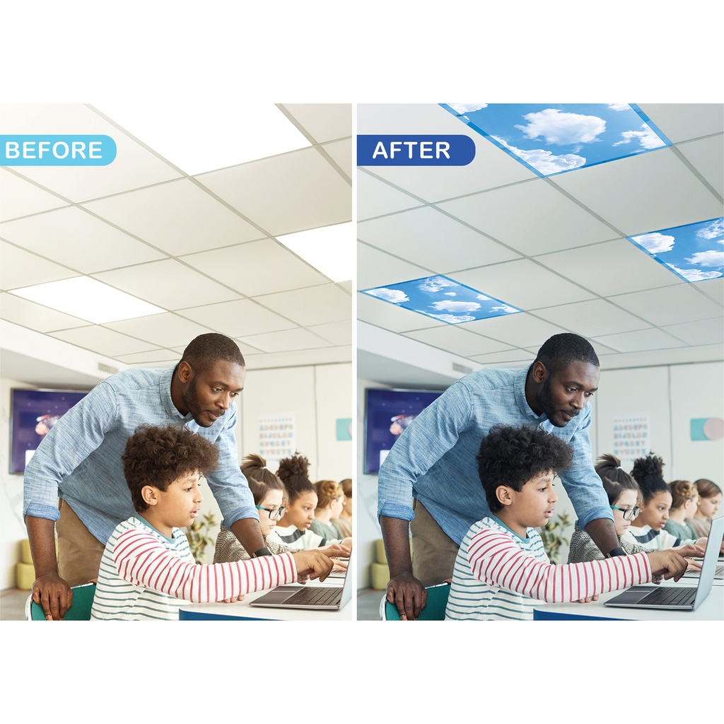 Calming Covers Ceiling Light Filters, 2' x 4', Clouds, Pack of 4_5