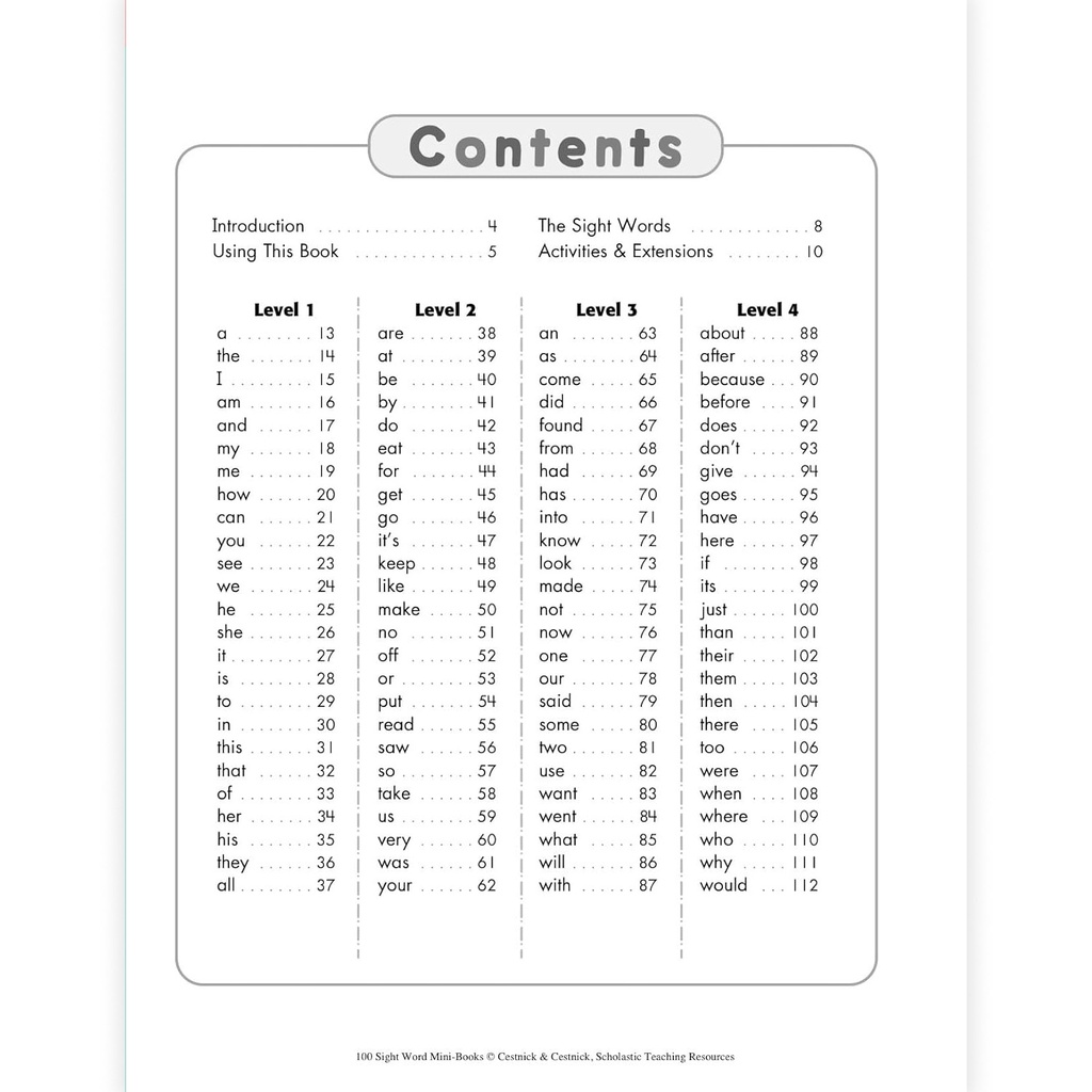 100 Sight Word Mini-Books Activity Book Grades K-2_1