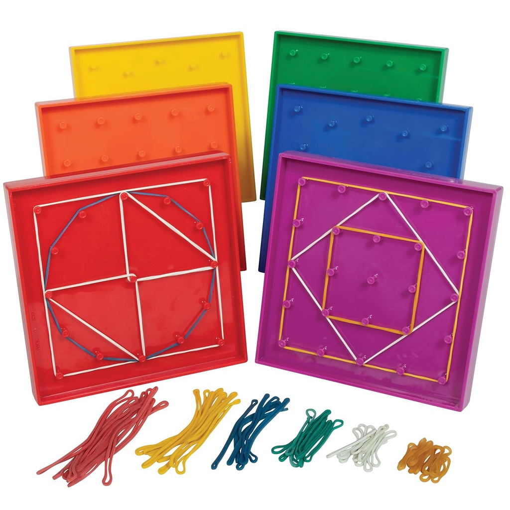 5 x 5 Grid / 12 Pin Circular Array Double-Sided Geoboard Set of 6_1