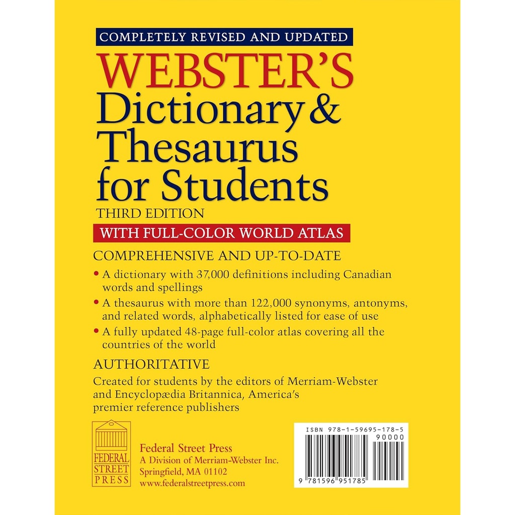 Webster's Dictionary & Thesaurus with Full Color World Atlas Third Edition_1