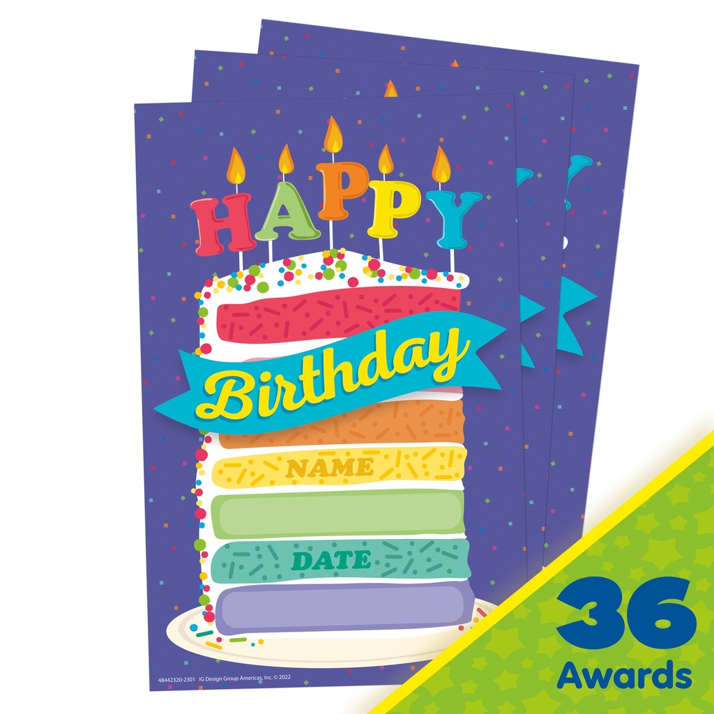 Birthday Recognition Award, Pack of 36