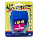 Assorted Two-Hole Pencil Sharpener with Catcher & Bonus Erasers Set of 12_2