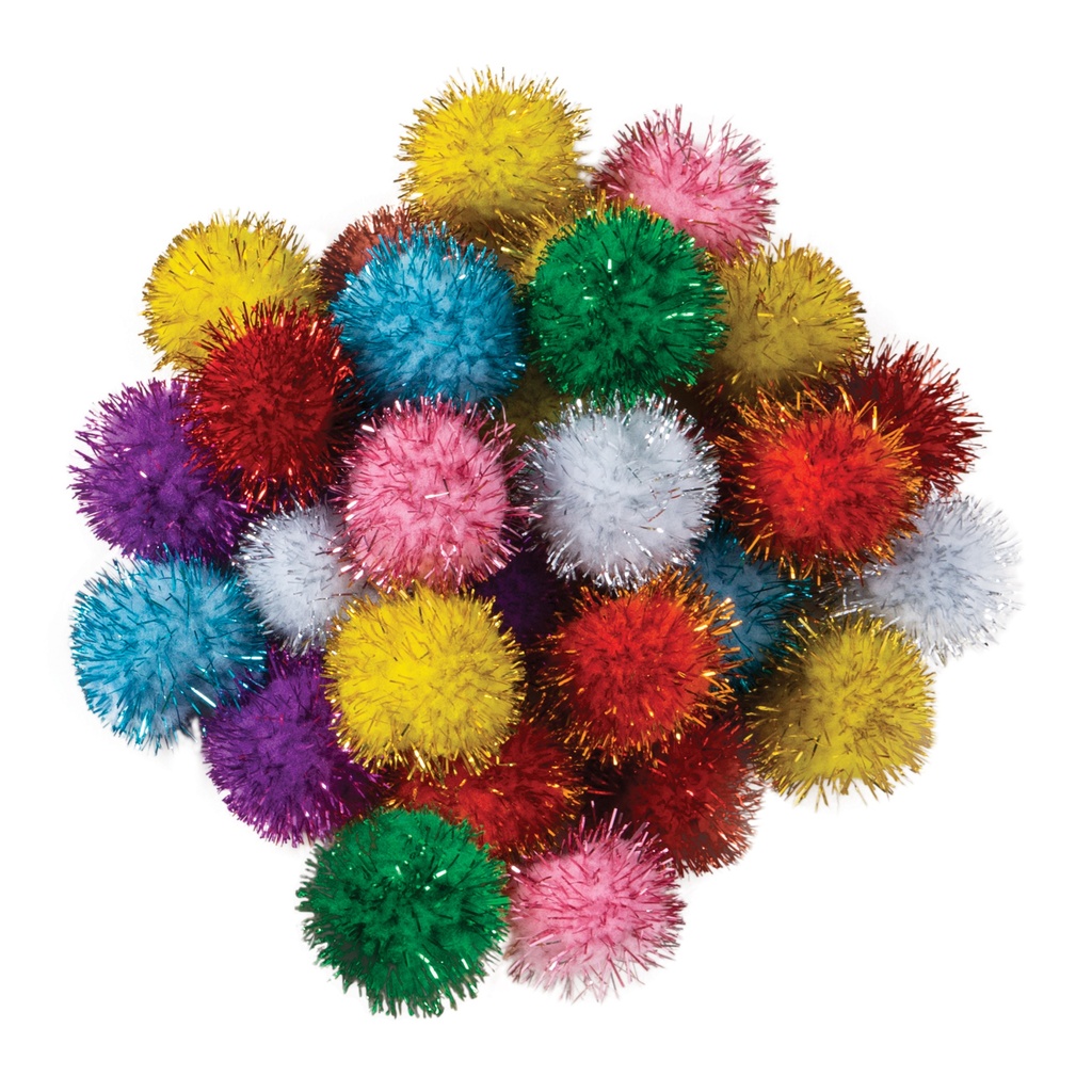 Assorted Glitter 33 mm Pom Pons 40 Pieces_2