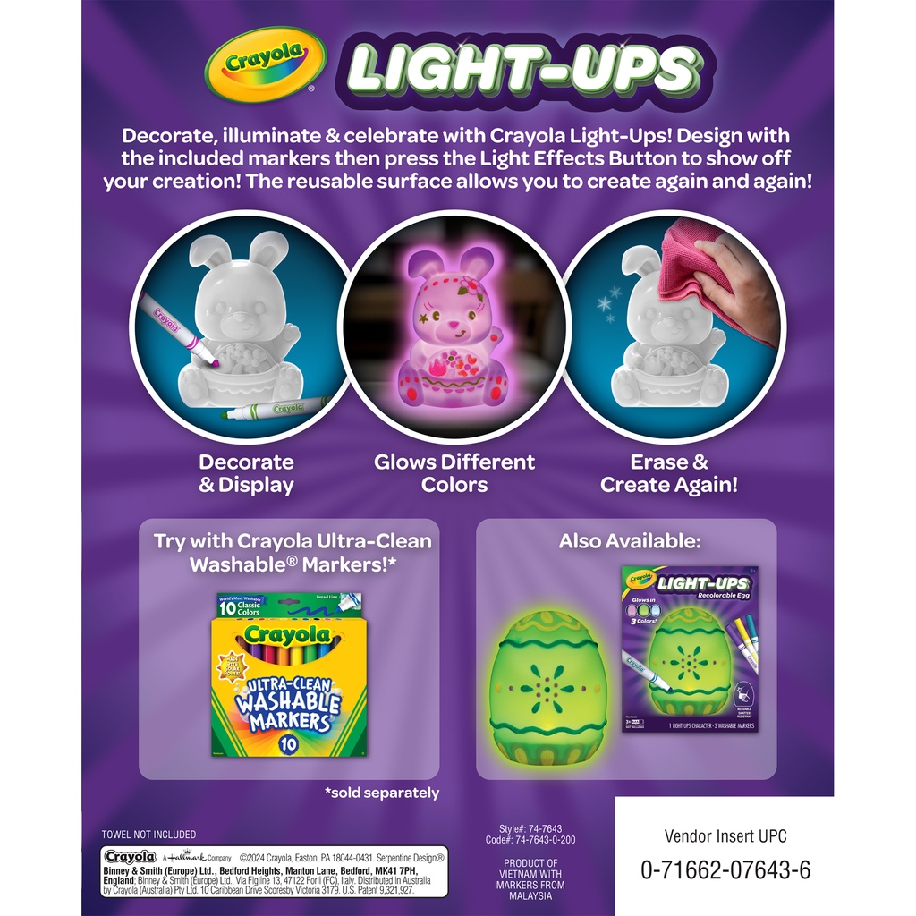 Light-Ups Recolorable Bunny with Markers