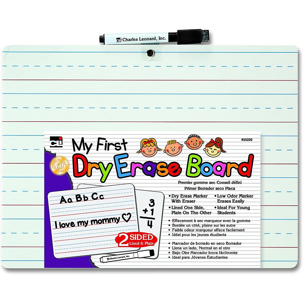 Charles Leonard® “My First” 2‑Sided Dry Erase Lapboard Class Pack, 12 Boards with Markers/Erasers, 9" × 12"