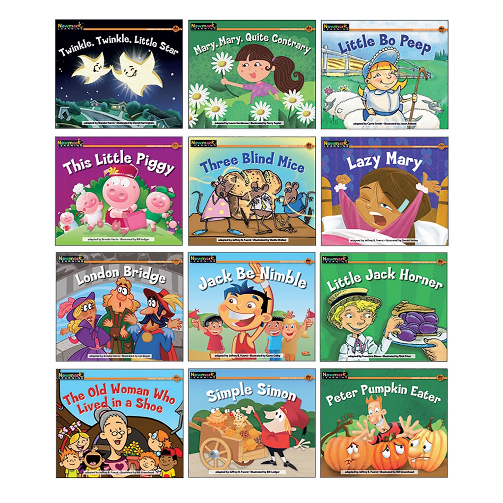 Newmark Learning® Rising Readers Leveled Books: Nursery Rhyme Tales, Set 2,Leveled A–I, 12 Books 