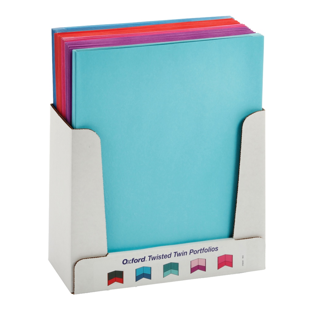Oxford® Twisted Twin Pocket Folders — Letter size, assorted, box of 50