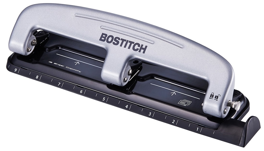 Bostitch® EZ Squeeze™ Three‑Hole Punch (2101),9/32" holes, 12‑Sheet Capacity 