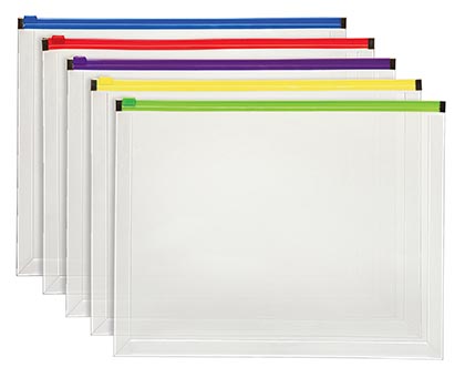 5ct Poly Zip Envelopes Letter Size Assorted Color