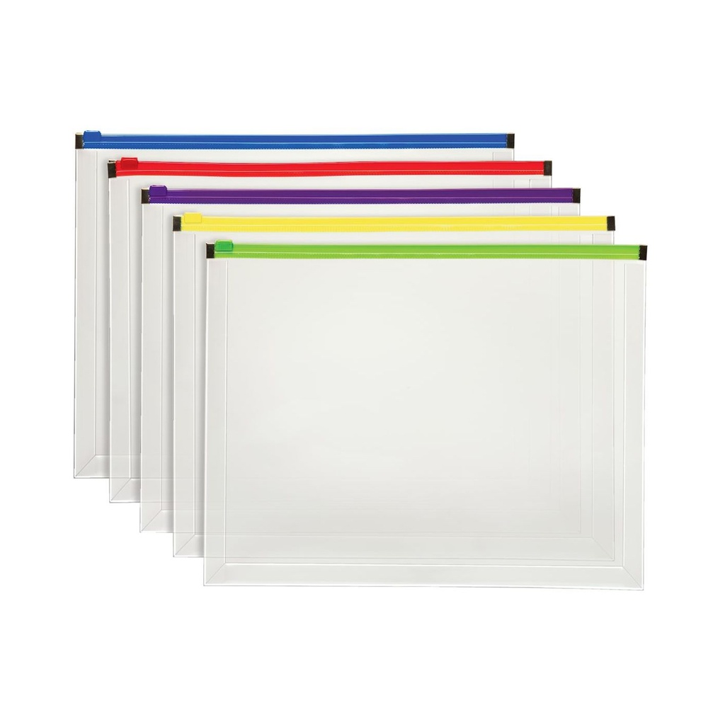 5ct Poly Zip Envelopes Letter Size Assorted Color