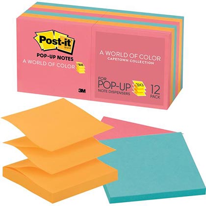 Post It Note Refills Assorted Neon 12 Pack
