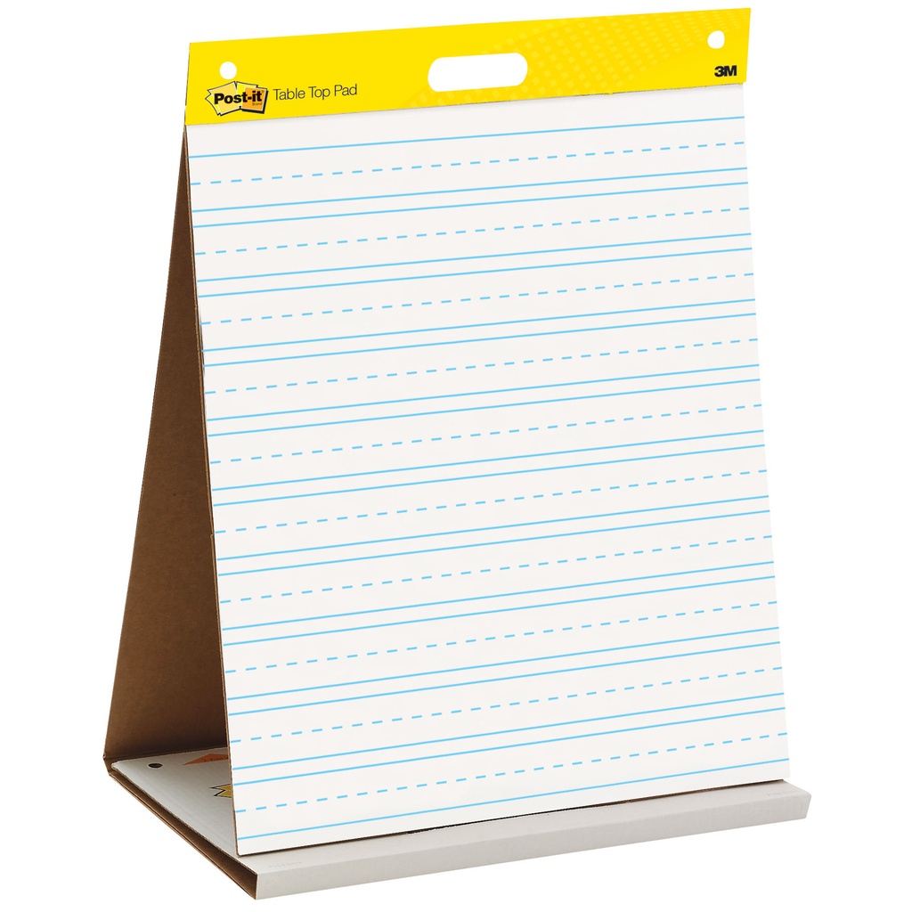 Post‑it® 563PRL Tabletop Easel Pad — Primary‑ruled, 20 self‑stick sheets (20″×23″)