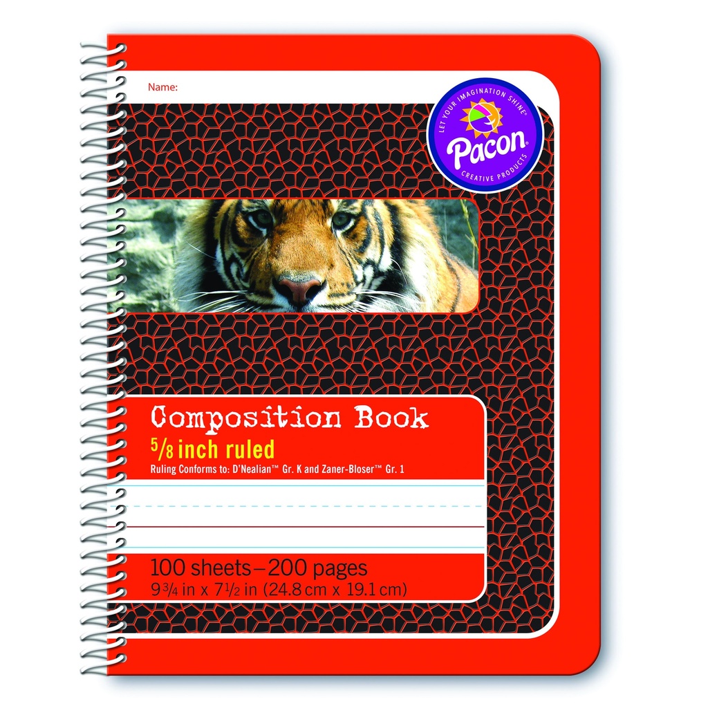 Red Spiral Bound Composition Book 5/8 inch Ruling